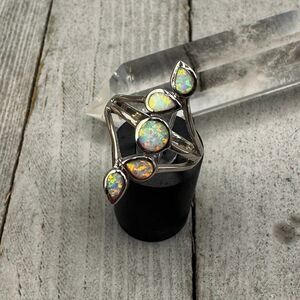Sterling Silver Lab Opal Ring Size 8